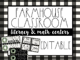 Farmhouse Black and White Gingham Literacy & Math Centers 