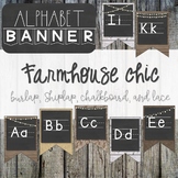 Farmhouse Chic Alphabet Bunting Banner - Burlap and Chalkboard