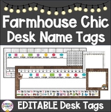 Farmhouse Chic Décor Editable Desk Name Tags & Backpack | 