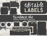 Farmhouse Chic White - Editable Labels - Shiplap and Chalkboard