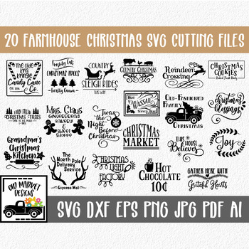 Farmhouse Christmas Svg Cut File Bundle 20 Christmas Images Clip Art More