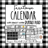 Farmhouse Classroom Calendar with Black & White Buffalo Plaid