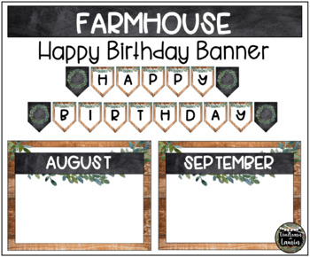 Preview of Farmhouse Classroom Decor Birthday Banner & Poster Set