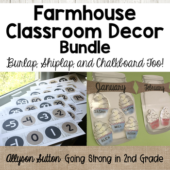 Preview of Farmhouse Classroom Decor Bundle - Burlap, Shiplap & Chalkboard Too!