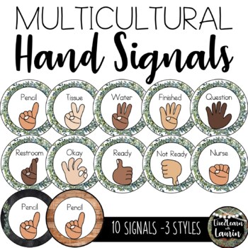 Preview of Farmhouse Classroom Decor: Classroom Management Hand Signals Posters