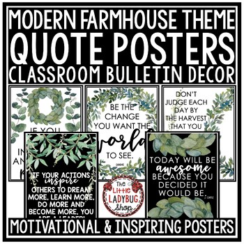 Preview of Farmhouse Classroom Decor Growth Mindset Posters Back to School Bulletin Board