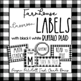 Farmhouse Classroom Decor Labels with Black & White Buffalo Plaid