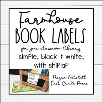Preview of Farmhouse Classroom Decor Library Book Labels with White Shiplap