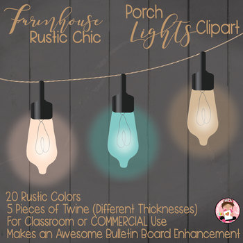Preview of Farmhouse Classroom Decor Lights Clipart - Virtual, Classroom, & COMMERCIAL Use