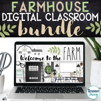 Preview of Farmhouse Classroom Digital Bundle | Google Classroom Teacher Planners Agenda