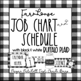 Farmhouse Classroom Job Chart & Schedule with Black & Whit