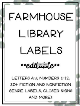 Preview of Farmhouse Classroom Library Labels (editable!!)