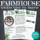Farmhouse Classroom Themed Editable Meet the Teacher Template