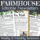 Farmhouse Classroom Themed Editable Weekly and Monthly New