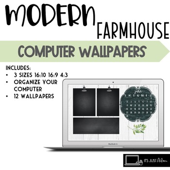 Preview of Farmhouse Computer Wallpaper 2023-2024 School Year Desktop Organization