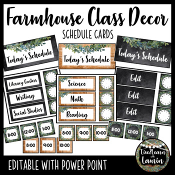Preview of Farmhouse Decor Editable Schedule Cards