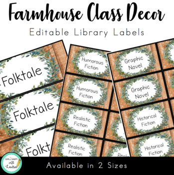 Preview of Farmhouse Decor: Library Labels (EDITABLE)