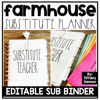 Preview of Farmhouse EDITABLE Substitute Teacher Binder