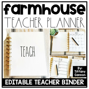 Preview of Farmhouse EDITABLE Teacher Binder