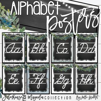 Preview of Farmhouse Flair Magnolia Cursive Alphabet Posters