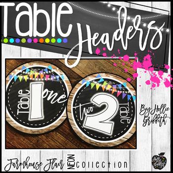 Preview of Farmhouse Flair NEON Table Headers FREEBIE