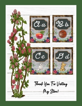 Preview of Farmhouse Floral Alphabet Cursive