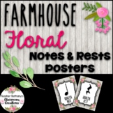 Farmhouse Floral Pink Notes & Rests Posters