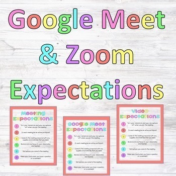 Preview of Google Meet and Zoom Expectations Distance Learning Farmhouse