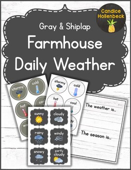 Preview of Farmhouse Gray and Shiplap Daily Weather Chart (3 styles)