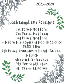 Preview of Farmhouse/Greenery Teacher Schedule-Editable
