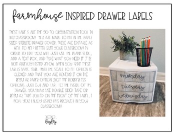 Farmhouse Inspired Drawer Labels By Kayley Nikkole Tpt