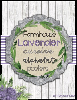Preview of Farmhouse Lavender Cursive Alphabet Posters