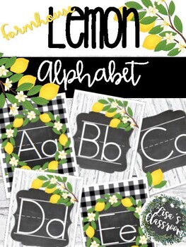 Alphabet Letters for Wall: Farmhouse & Lemon Classroom Decor