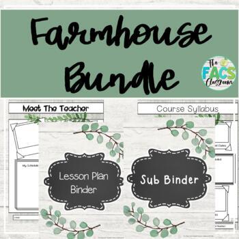 Preview of Farmhouse Meet the Teacher Syllabus Sub Binder Lesson Plan Template Bundle