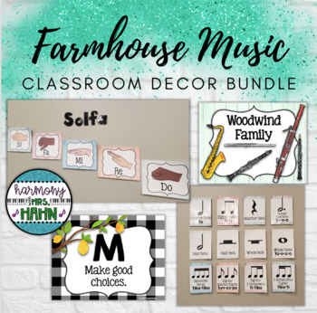 Preview of Farmhouse Music Classroom Decor Bundle