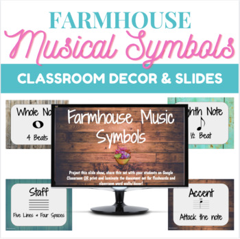 Preview of Farmhouse Musical Symbols Set for Middle School Choir Classrooms