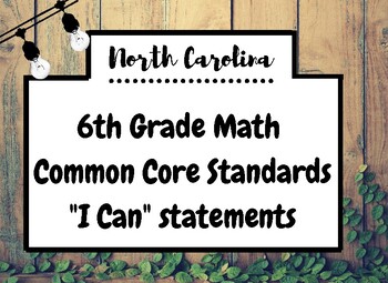 Preview of Farmhouse NC 6th Grade Math "I can" Statements