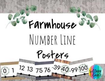 Preview of Farmhouse Number Line  Posters