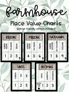 Preview of Farmhouse Place Value Charts