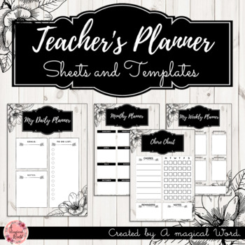 Preview of Farmhouse Planner Sheets and Templates - Editable Teacher Binder sheets