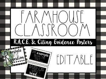 Preview of Farmhouse R.A.C.E. and Citing Evidence Posters - EDITABLE