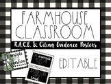 Farmhouse R.A.C.E. and Citing Evidence Posters - EDITABLE