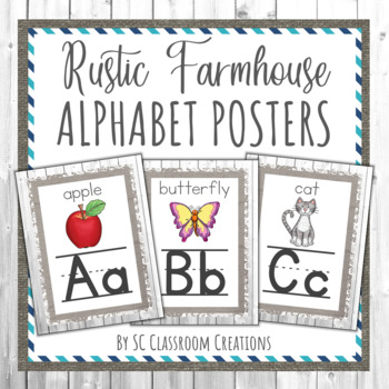 rustic farmhouse alphabet posters classroom decor by sc