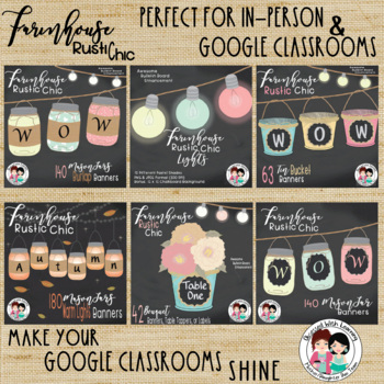 Preview of Farmhouse Classroom Décor BUNDLE - Perfect for In-Person & Google Classrooms