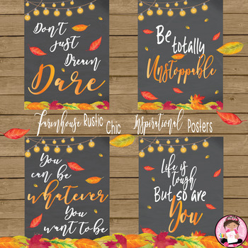 Preview of Farmhouse Rustic Chic Inspirational Quotes Autumn Chalkboard Posters