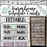 Farmhouse Schedule Cards with Times for Pocket Chart -EDITABLE-