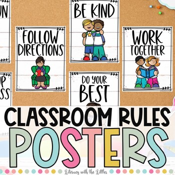 Preview of Class Rules Posters Classroom Expectations Display Decor Wall #sunnydeals24