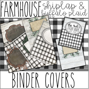 Preview of Farmhouse - Shiplap & Buffalo Plaid Editable Binder Covers & Spines