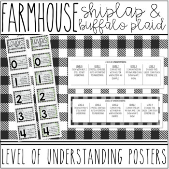 Preview of Farmhouse - Shiplap & Buffalo Plaid Levels of Understanding Posters