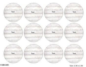 Preview of Farmhouse Shiplap Editable Circle Labels in 4 Sizes